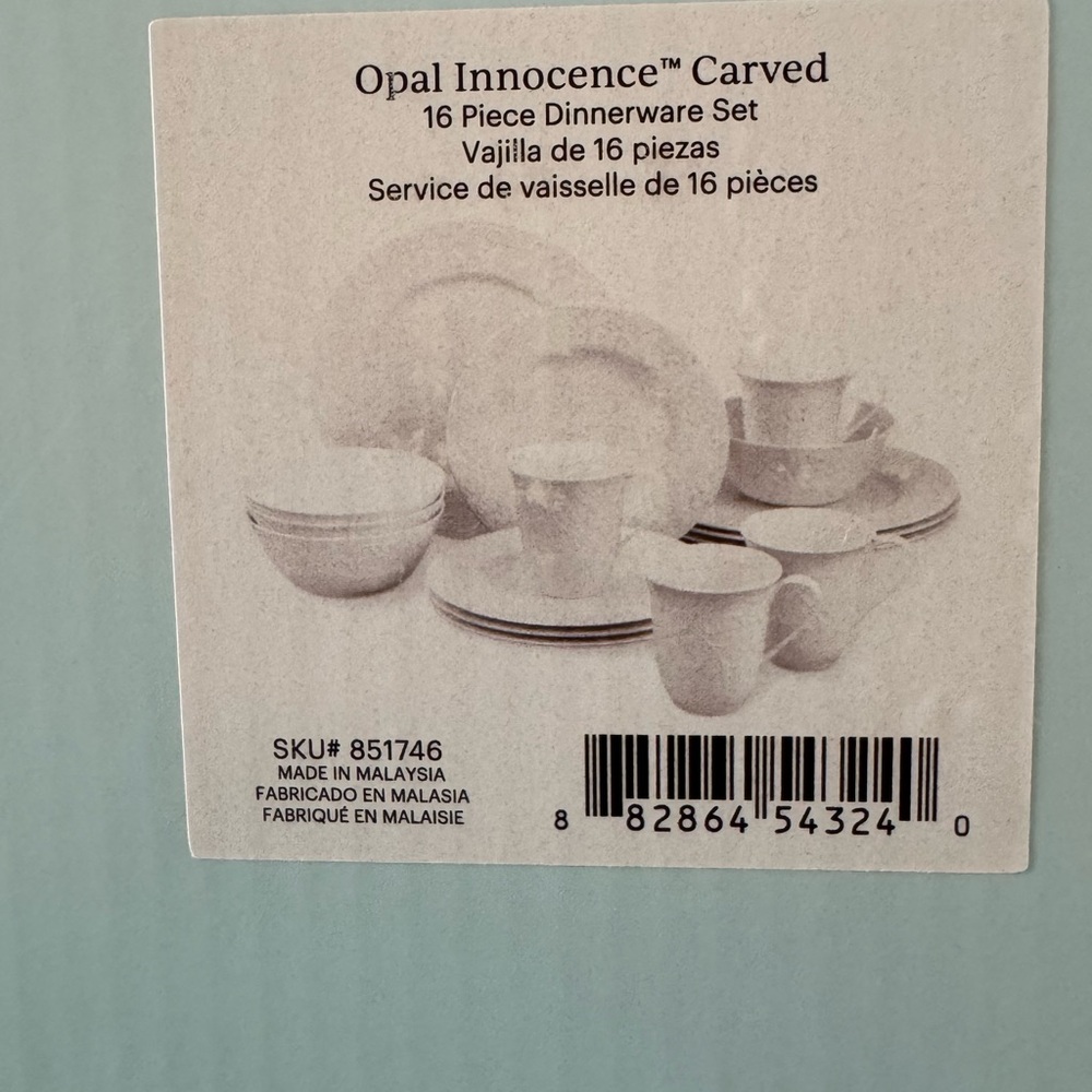 Lenox Opal Innocence Carved 16-Piece Dinnerware Set